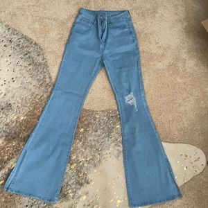 High Waisted Split Hem Jeans